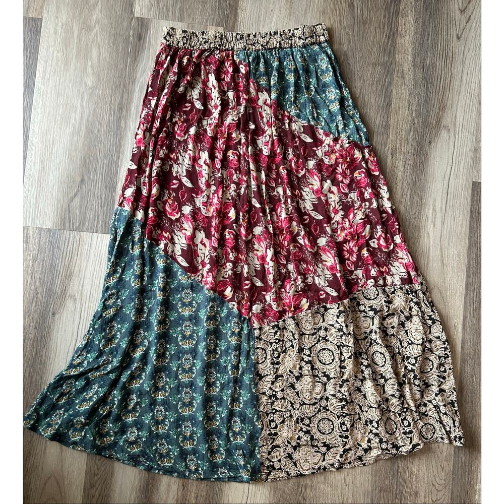 Natural Life Patchwork MaxiSkirt Floral Boho Hippie Flowy festival cottage indie - Picture 9 of 14